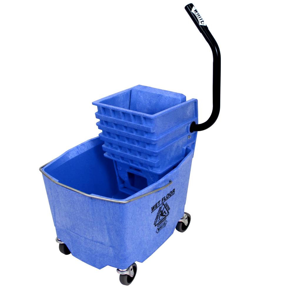 Sidepress Wet Mop Squeeze Wringer & Bucket Combo Blue, 35 Quart